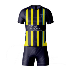 Uniformes de Fútbol Personalizados con Diseño Impreso, Empaque Personalizado, Alta Calidad, Manga Corta, 100% Poliéster - Product Image 1