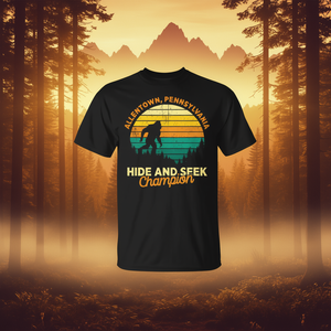 Camiseta Allentown Pennsylvania Bigfoot, diseño retro de campeón de las escondidas, unisex, para adultos, cuello redondo, manga corta - Product Image 3