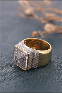 แหวนเพชรมอิสซาไนท์ชุบทอง18k แข็งประดับเพชรอัญมณีฮิปฮอป - Product Image 2