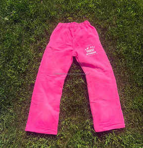 Ropa de calle personalizada para hombre, pantalones de chándal acampanados, pantalones holgados de pierna recta con cordón, pantalones de chándal de algodón 100%, diseño informal de pierna ancha - Product Image 3