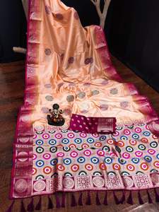 Dola Silk Saree อินเดียอินเดียอินเดียคอลเลกชั่นออกแบบ butta ทอขอบคมชัด - Product Image 4