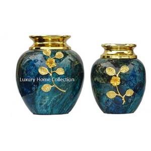 Interior Designer Flower <b>Vase</b> Manufacturer Floor Pots and Planters <b>Vases</b> Enameled Design Round Shape Floral Design <b>Set</b> of 2 - Product Image 1