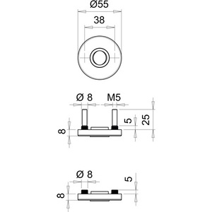 มือจับประตูสเตนเลสสตีล 51 รุ่น F00 หนา 8 มม. พร้อมฝาครอบตกแต่ง ดีไซน์สร้างสรรค์ สำหรับตกแต่งบ้าน EDI มือจับประตูแบบมีรู - Product Image 3