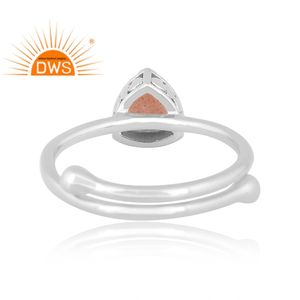 Anillo ajustable de piedras preciosas de melocotón Natural de plata de ley fina superventas, fabricante de joyería - Product Image 4