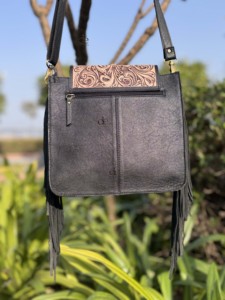 New Arrival Hand Tooled Carving Leather Fringe Handbag Hair On Hide Fur Gypsy Boho Vintage Handmade Shoulder <b>Bag</b> Stylish <b>Bags</b> - Product Image 3