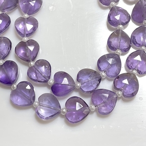 Venta al por mayor 10MM Rosa amatista facetada forma de corazón Briolette cuentas taladro Vertical Natural para joyería - Product Image 3