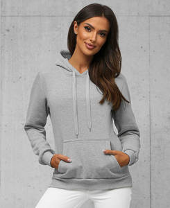 Grey Ladies Streetwear Sweatshirt Regular Fit Hoodies Custom Logo Wholesale High Quality Hoodies - Product Image 4