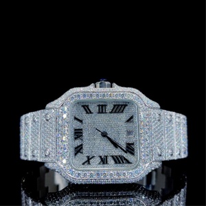 Montre carrée sertie de diamants, acier inoxydable, moissanite VVS1, bracelet entièrement serti de diamants, cadeau de luxe pour homme en gros - Product Image 5