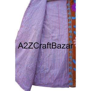 Hand Embroidered Bohemian Floral <b>Velvet</b> Suzani Bomber Jacket Printed <b>Women's</b> Cotton Lining Handmade Reversible Spring Winter - Product Image 4