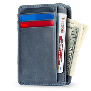 Custom Genuine <b>Leather</b> Card Holder Slim <b>Wallet</b> For Business Cards With Hand Stitching Burnished Edges HLC-0014 - Product Image 6