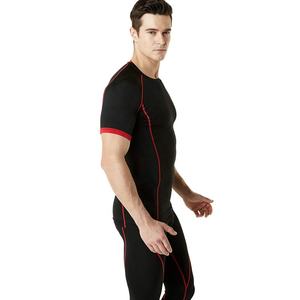 Haute couture hommes à manches courtes Polyester Rash Guard tricoté Compression chemises d'entraînement-conception d'impression solide grande taille respirant - Product Image 3