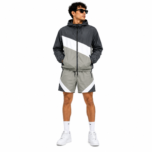 Ensemble coupe-vent pour homme : short et veste en nylon, léger, respirant, taille mi-haute, tenue décontractée deux pièces, style streetwear - Product Image 4