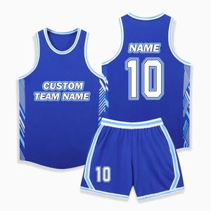 Maillot de basket-ball pour jeunes garçons, lycée, collège, uniforme de basket-ball blanc et bleu pour hommes avec numéros, nom et logo - Product Image 4