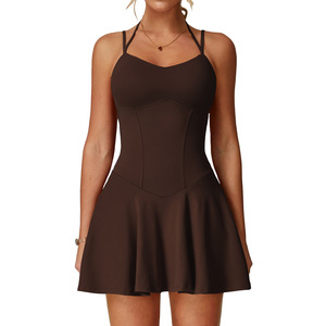 Lanyu Body et combinaison de sport de tennis pour femmes Robe à bretelles Poche anti-course Logo avant Tissu extensible écologique dans les 4 sens - Product Image 5
