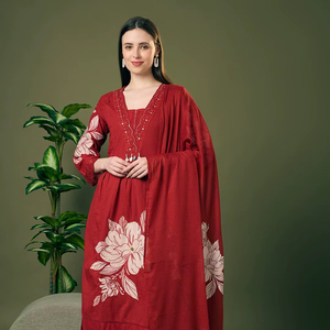 Cotton Flower Print <b>Kurta</b> Set With Dupatta Cotton Digital Printed Kurti With Pant And Dupatta for <b>Women</b> & Girls - Product Image 1