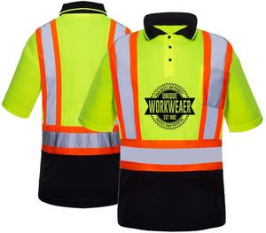 Camiseta Polo de Seguridad de Alta Visibilidad para Hombre, de Algodón, con Tiras Reflectantes, Diseño Transpirable para Trabajo al Aire Libre, Certificación AS/NZS CE - Product Image 1