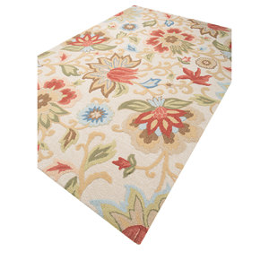 Hacienda Ivory 10mm Hand Tufted <b>Wool</b> Rugs Rectangular Boho Floral Patterns for Home for Living Room Hallway-Jaipur Rugs US - Product Image 2