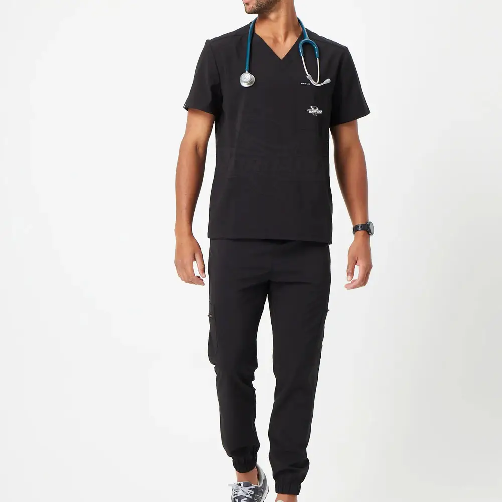 Fashion Men Stretch Hospital Scrubs Uniform Sets Unisex Pharmacy Staff Scrubs Tops Uniform Sets