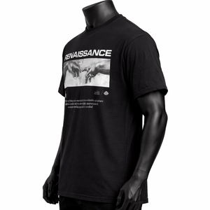Camiseta con estampado gráfico personalizado para hombre, camiseta negra extragrande de algodón, estilo urbano, informal, a la moda, OEM, venta al por mayor - Product Image 3