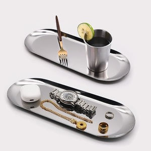 Multi Colour Oval Shape Metal Dish Plates <b>Trays</b> Stylish Platter Food for Hotels Restaurants Food & Home <b>Office</b> Use - Product Image 3