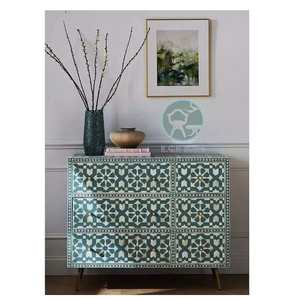 Luxury handcrafted bone inlay <b>table</b> floral pattern handmade furniture exporter and wholesale supplier - Product Image 3