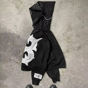 Pantalon et sweat à capuche évasé vintage en éponge française surdimensionné personnalisé ensemble 2 pièces survêtement délavé à l'acide survêtement hommes - Product Image 3