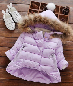 Sweety Button Pompom Hood Outwear Kids Girl Baby Children Coat for Winter - Product Image 5