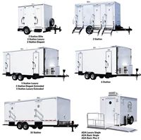 Remorque toilettes ADA 4-8 postes pour festivals et camping, toilettes portables extérieures à vendre aux États-Unis/l'Europe/l'Asie