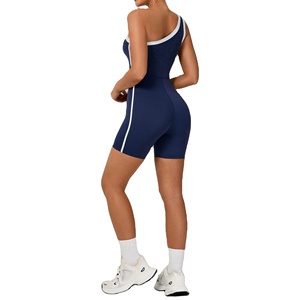 Mono Deportivo de Yoga para Mujer, de Una Pieza, con un Hombro Descubierto, Pantalones Cortos, Traje Deportivo Elástico para Fitness - Product Image 3