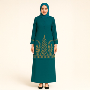 Modeste traditionnel musulman Kebaya BAJU KURUNG grande taille léger longueur au sol à manches longues Polyester antistatique respirant - Product Image 2