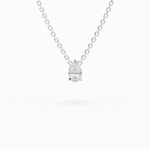 Pendentif solitaire en diamant de laboratoire de forme poire serti à griffes en or blanc, 2 carats - Product Image 1