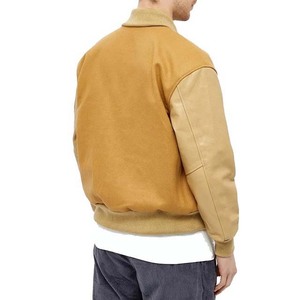Venta al por mayor de chaquetas universitarias en blanco universitarias de béisbol Letterman hechas a medida de lana con mangas de cuero para hombres a la venta - Product Image 2