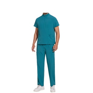 Ensemble de gommages médicaux OEM CleanWear bleu résistant à l'eau de Javel soins de santé gommages médicaux unisexe vente en gros ensemble d'uniformes de gommage médicaux - Product Image 2