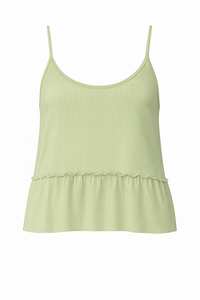 Nuevo Conjunto de Pijama de Verano para Mujer, Bonito Conjunto de Camiseta de Tirantes de Punto Acanalado con Volantes y Pantalones Cortos, Suave y Transpirable, 100% Algodón - Product Image 5