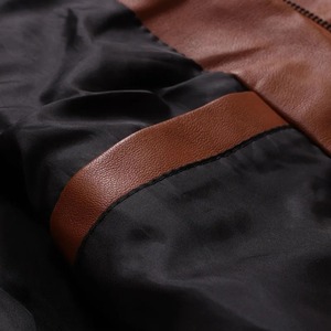 Chaqueta de motorista con cuello levantado de Color puro para hombre, tipo de moda, abrigos de cuero de calle alta para hombre - Product Image 6