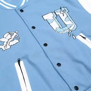 Chaqueta Bomber de Poliéster para Hombre, Estilo Casual Urbano con Cuello Alto, Chaqueta de Invierno con Estampado de Letras para Hombre - Product Image 4