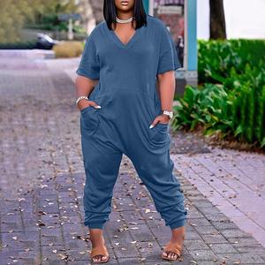 Combinaison ample et décontractée à manches courtes et col en V pour femmes, grande taille, 2025 - Product Image 6