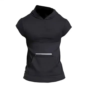 OEM High Quality Workout Fitness Sleeveless Gym Hoodie Custom logo Muscle Fit Hooded Neck Hoodies for Men men's hoodies - Product Image 5
