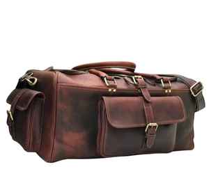 L'exportateur indien propose un sac de sport en cuir souple de grande capacité de style vintage de qualité supérieure avec fermeture à glissière prix de gros sac de voyage - Product Image 4