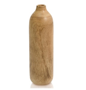 Grand vase décoratif artisanal en bois de manguier, forme de bouteille, finition naturelle, accent de décoration intérieure pour les intérieurs modernes et minimalistes - Product Image 5