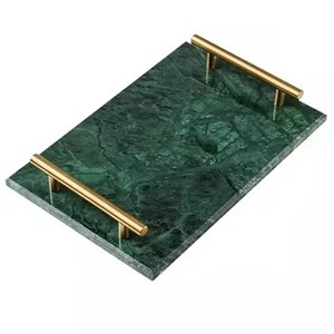 Plateau de service en marbre de couleur verte Nouveaux derniers plateaux de table pour la maison Plateau de service en marbre de haute qualité avec poignée pour un restaurant à la maison - Product Image 2