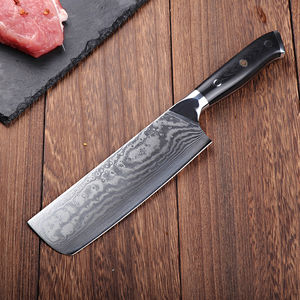 Cuchillo de Cocina Profesional Japonés Tipo Cleaver con Mango Negro G10, Cuchillo Nakiri de Acero al Carbono Damasco - Product Image 3