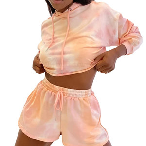 Ensemble haut et short à capuche surdimensionné pour femme de qualité supérieure, taille XL, 100% coton, léger, décontracté, vêtements d'hiver, imprimé uni - Product Image 4