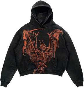Sudadera con capucha unisex Halloween Y2K gótico informal alfabeto explosión estampado patrón calavera moda sudaderas con capucha hombres ropa - Product Image 1