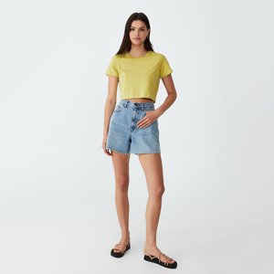 T-shirt léger à manches courtes pour femmes sur mesure T-shirt col rond de couleur unie à prix raisonnable - Product Image 2