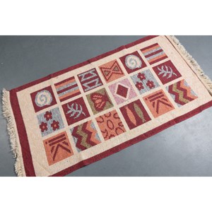 พรมตุรกี, พรมวินเทจขนาดเล็ก 2.5x4.4 ฟุต, พรมลายดอกไม้สีแดงเบจ - Product Image 1