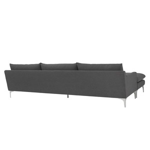 Sofá Esquinero en Forma de L de 280x86cm con Patas de Acero Inoxidable y Tapicería de Tela, Tres Plazas, Extensible, Relleno de Esponja SFL68021 - Product Image 6