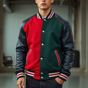 Summer <b>Boys</b> Varsity <b>Jacket</b> with Inside Printed Lining, OEM Factory in Pakistan, Real Leather Sleeves, Top Selling, All Sizes - Product Image 3