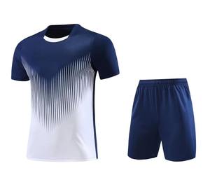 Custom Football Kit <b>Men's</b> Breathable Quick Dry Lightweight Anti-Bacterial <b>White</b> Navy Gradient Jersey <b>Shorts</b> Set Training Autumn - Product Image 3