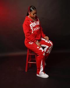 Custom Vintage Sun Fade Chándales Unisex Patchwork Zip Up Acid Wash Flared Sweatsuit Pantalones de chándal y conjuntos de Sudadera con capucha para el invierno - Product Image 3